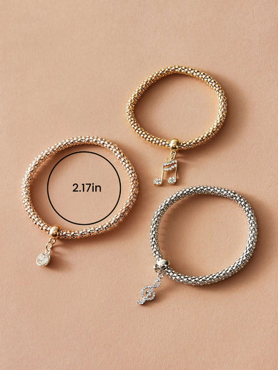 3 Packs Corn Chain Alloy Pendant Bracelet Set