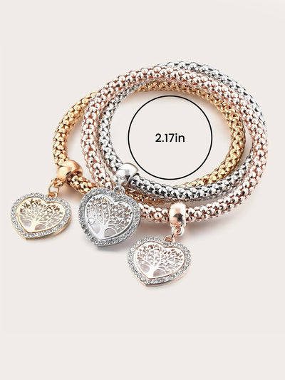 3 Packs Corn Chain Alloy Pendant Bracelet Set