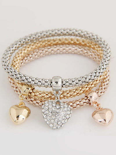 3 Packs Corn Chain Alloy Pendant Bracelet Set