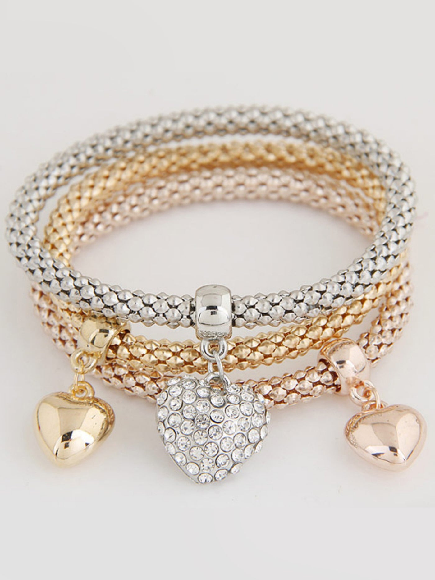 Allegra K 3 Packs Corn Chain Alloy Pendant Bracelet Set