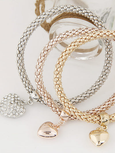 3 Packs Corn Chain Alloy Pendant Bracelet Set