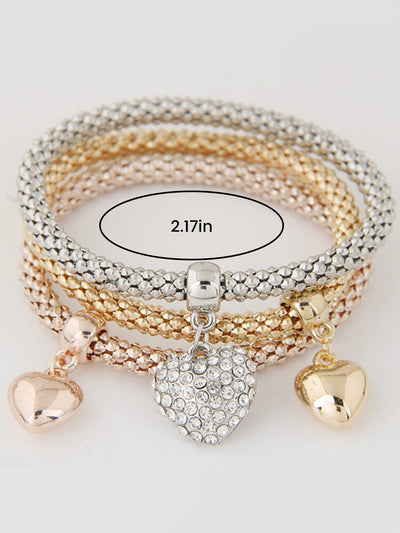 3 Packs Corn Chain Alloy Pendant Bracelet Set