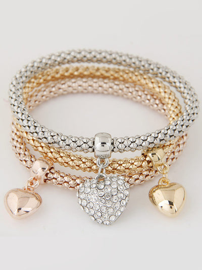 3 Packs Corn Chain Alloy Pendant Bracelet Set