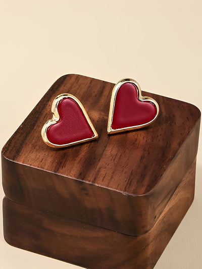 4 Pairs Simple Alloy Heart Shape Earrings Set