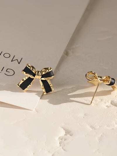 1 Pair Alloy Bow Shape Stud Earrings