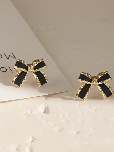 1 Pair Alloy Bow Shape Stud Earrings