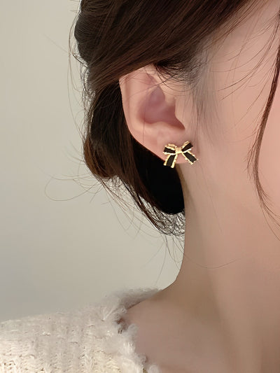 1 Pair Alloy Bow Shape Stud Earrings