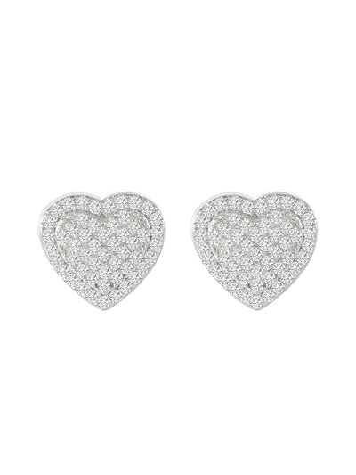 1 Pair Faux Rhinestone Heart Shape Earrings