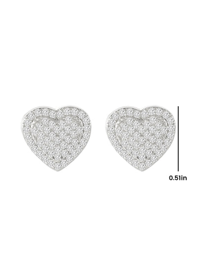 1 Pair Faux Rhinestone Heart Shape Earrings