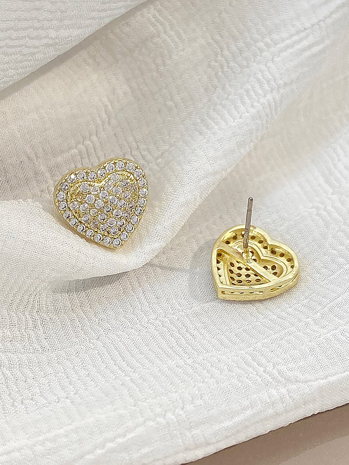 Allegra K 1 Pair Faux Rhinestone Heart Shape Earrings