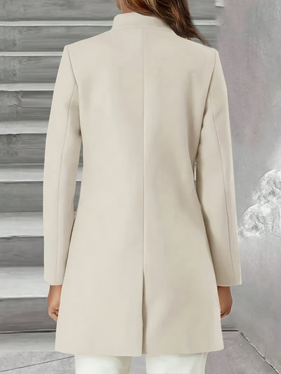 Solid Color Slim Elegant Mid Length Woolen Coat