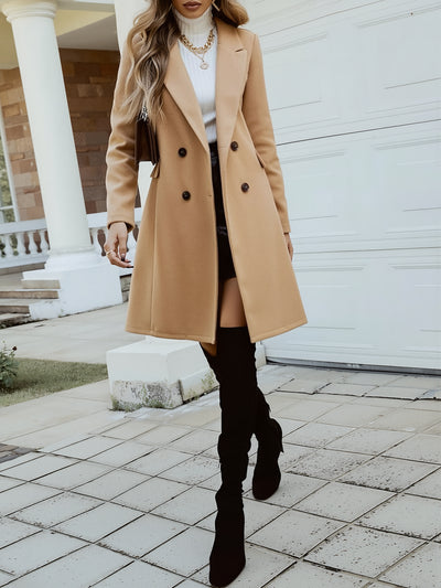 Women's Solid Color Button Mid-length Coat