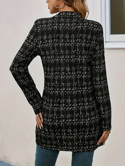 Elegant Long-sleeved Women's Plaid Slim Fit Jacket