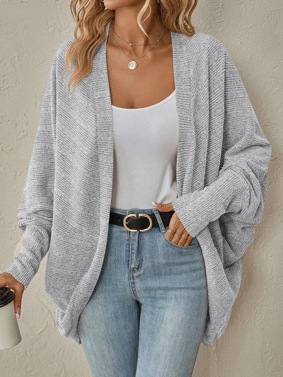 Bat Sleeve Loose Knitted Solid Color Cardigan