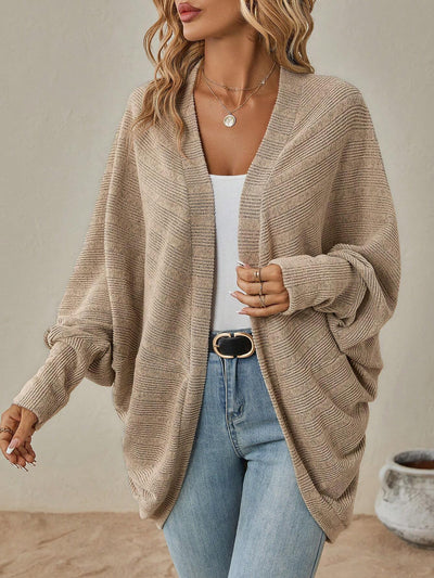 Bat Sleeve Loose Knitted Solid Color Cardigan