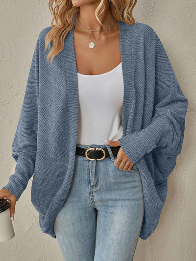 Bat Sleeve Loose Knitted Solid Color Cardigan