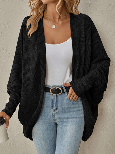 Bat Sleeve Loose Knitted Solid Color Cardigan