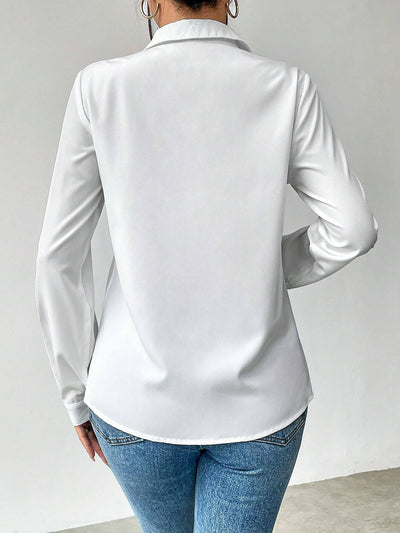 Solid Color Temperament Fashion Commuting Long Sleeve Top Shirt